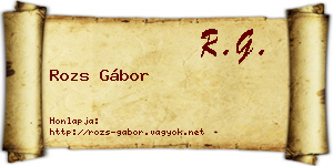 Rozs Gábor névjegykártya